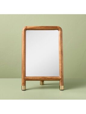 Hearth & Hand Wood Accent Mirror with Brass Feet